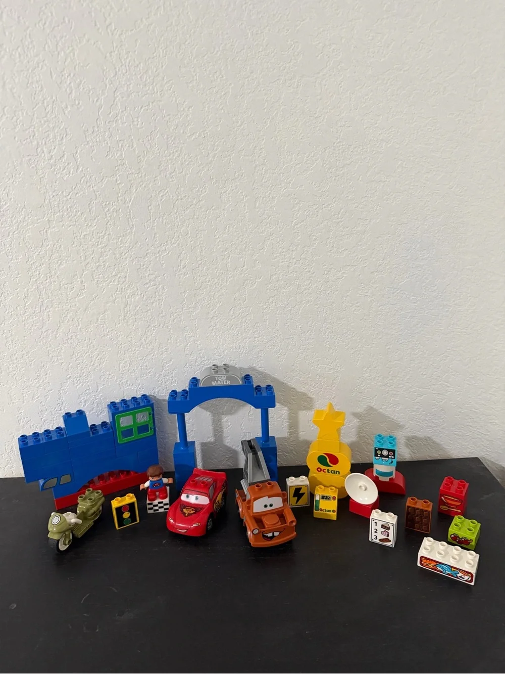 Lego duplo McQueene, and many others cars, motorcycle, and gas station
